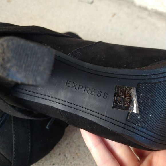 Express Women's Faux Suede Fringe Heel Booties Size 9 - Picture 9 of 12